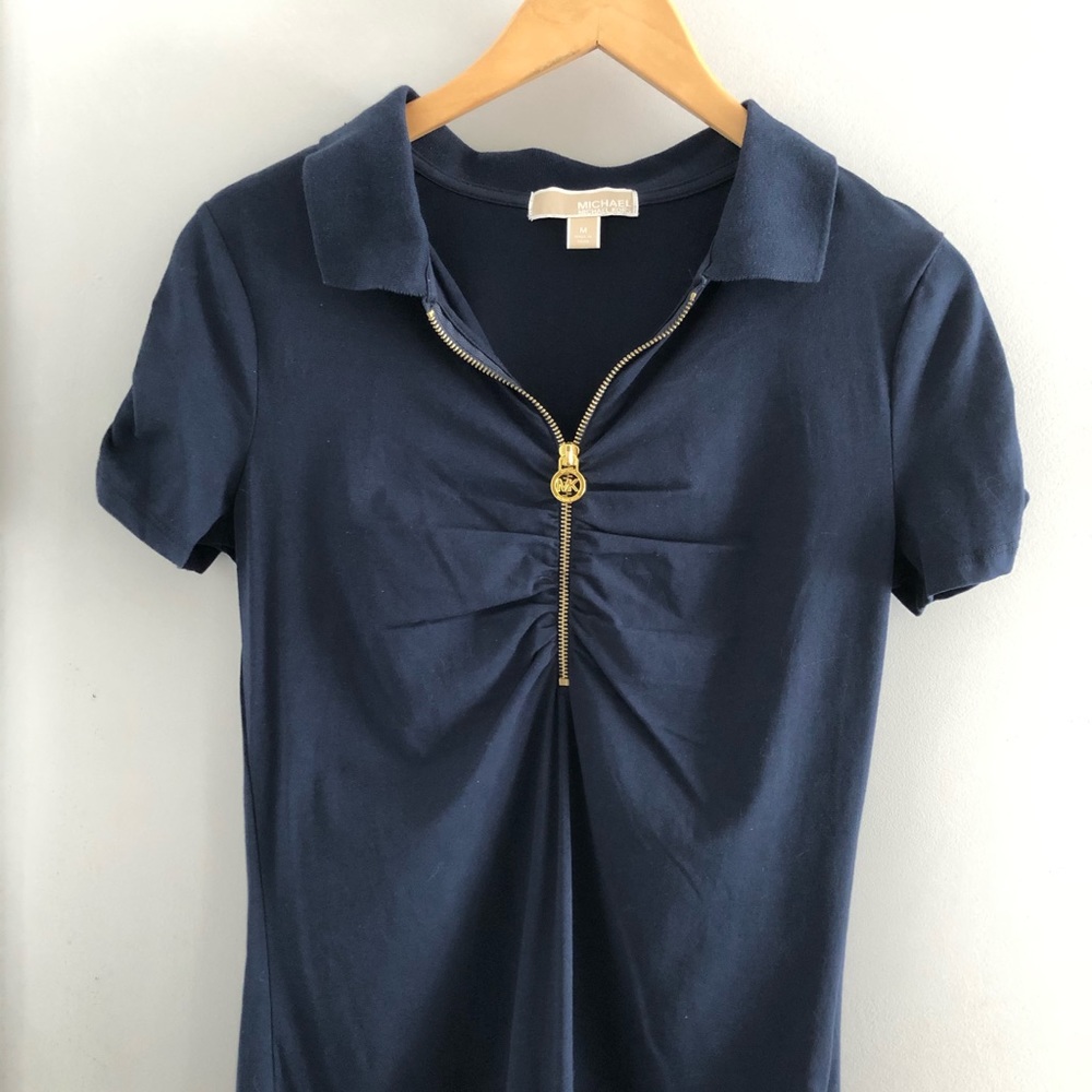 Michael Kors Navy Blue zippered top.